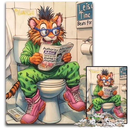 Puzzle 1000 Teile Tiger Go Toilet Papppuzzles, anspruchsvolles Denkspiel für Teenager, Spaß für den Familienspielabend, 26x38cm/10,23x14,96 Zoll Puzzle 1000 Teile Tiger Go Toilet Papppuzzles, anspruchsvolles Denkspiel für Teenager, Spaß für den Familienspielabend, 26x38cm/10,23x14,96 Zoll von JIANGENNF