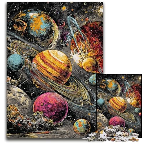 Puzzle 1000 Teile Universum Galaxie Holzpuzzle Lernspiele Stressabbau, Heimdekorationsspielzeug für 14-Jährige 50X75CM von JIANGENNF