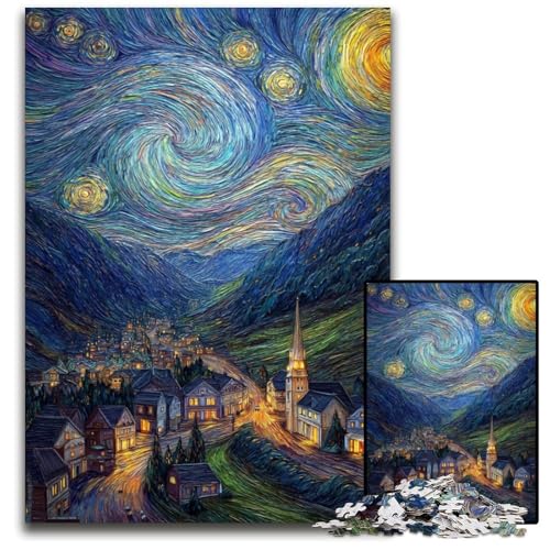Puzzle 1000 Teile Van Gogh Nachthimmel Holzpuzzle Lernspiele Stressabbau, Heimdekorationsspielzeug für 14-Jährige 50X75CM Puzzle 1000 Teile Van Gogh Nachthimmel Holzpuzzle Lernspiele Stressabbau, Heimdekorationsspielzeug für 14-Jährige 50X75CM von JIANGENNF