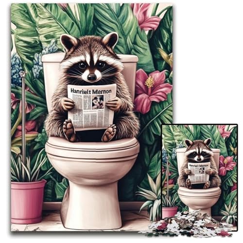 Puzzle 1000 Teile Waschbär in der Toilette Holzpuzzle Lernspiele Stressabbau, Heimdekorationsspielzeug für 14-Jährige 50X75CM Puzzle 1000 Teile Waschbär in der Toilette Holzpuzzle Lernspiele Stressabbau, Heimdekorationsspielzeug für 14-Jährige 50X75CM von JIANGENNF