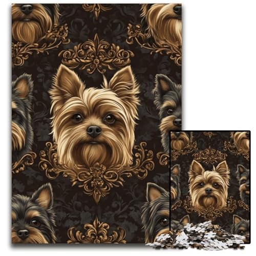 Puzzle 1000 Teile Yorkshire Terrier Collage Kartonpuzzle für Kinder ab 14 Jahren, pädagogische Herausforderung, lustige Aktivitäten zu Hause, Geburtstagsgeschenke, Reisegeschenke, 26x38cm von JIANGENNF