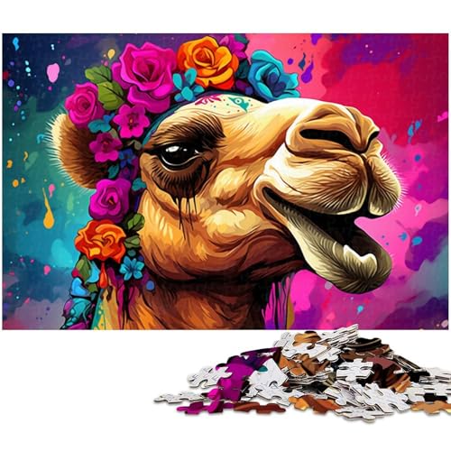 Puzzle 1000 Teile für Erwachsene, Alpaka-Blumen-Puzzles für Erwachsene, perfekt für Familienspaß, Partyspiele, Geburtstagsparty-Geschenke, 50 x 75 cm / 19,68 x 29,52 Zoll von JIANGENNF