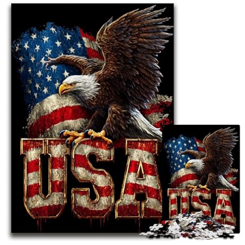 Puzzle 1000 Teile für Erwachsene, American Eagle, Kartonpuzzle, Lernspiele, Stressabbau, Heimdekorationsspielzeug für 14-Jährige, 26x38cm von JIANGENNF