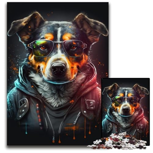 Puzzle 1000 Teile für Erwachsene, Art Bulls Dogs, schwierige Puzzles für Erwachsene, interaktives Familienspiel, Gehirnherausforderung, Lernspielzeug, 26x38cm/10,23x14,96 Zoll von JIANGENNF