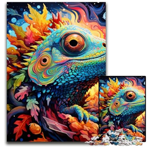 Puzzle 1000 Teile für Erwachsene, Art Chameleon Puzzles für Erwachsene, Denksportaufgabe, Spiel für Erwachsene, interaktive Familienaktivität, 26x38cm/10,23x14,96 Zoll von JIANGENNF