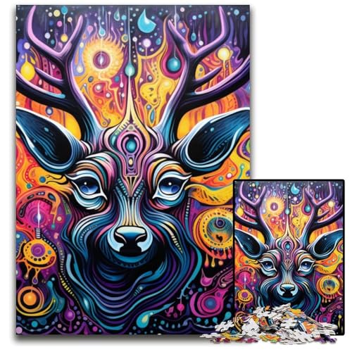 Puzzle 1000 Teile für Erwachsene, Art Elch-Puzzles für Erwachsene, Denksportaufgabe, Spiel für Erwachsene, interaktive Familienaktivität, 26x38cm/10,23x14,96 Zoll von JIANGENNF
