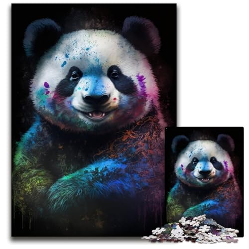 Puzzle 1000 Teile für Erwachsene, Art Panda, Holzpuzzles für Reiseliebhaber und Paare, anspruchsvolles Spielzeug, 50x75cm/19,68x29,52 Zoll von JIANGENNF