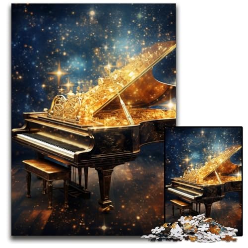 Puzzle 1000 Teile für Erwachsene, Art Star Piano, Holzpuzzle, Spaß am Familienspielabend, dekoratives Kunstwerk zum Selbermachen, 50x75cm/19,68x29,52 Zoll von JIANGENNF