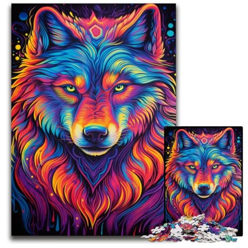 Puzzle 1000 Teile für Erwachsene, Art Wolf, Holzpuzzles für Reiseliebhaber und Paare, anspruchsvolles Spielzeug, 50x75cm/19,68x29,52 Zoll von JIANGENNF
