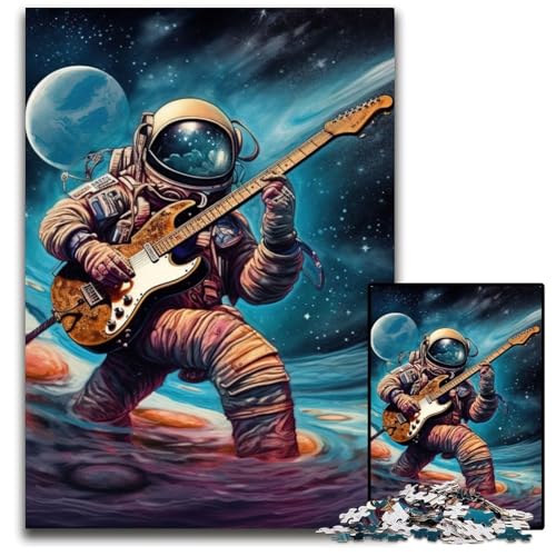 Puzzle 1000 Teile für Erwachsene, Astronaut spielt Gitarre, Holzpuzzle, perfekt als Geburtstags-, Weihnachts, 50x75cm/19,68x29,52 Zoll Puzzle 1000 Teile für Erwachsene, Astronaut spielt Gitarre, Holzpuzzle, perfekt als Geburtstags-, Weihnachts, 50x75cm/19,68x29,52 Zoll von JIANGENNF
