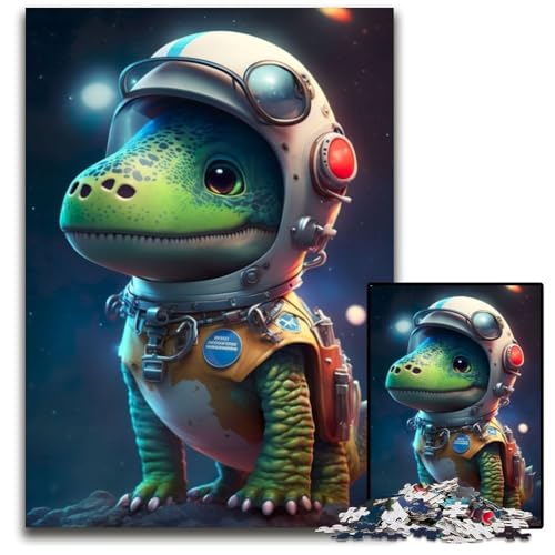 Puzzle 1000 Teile für Erwachsene, Astronauten-Weltraum-Dinosaurier-Puzzle, Lernspielzeug für Jugendliche, Heimbüro-Dekoration, 26x38cm/10,23x14,96 Zoll von JIANGENNF