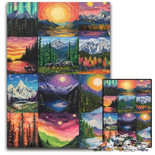 Puzzle 1000 Teile für Erwachsene, Aurora-Collage, Holzpuzzle, Lernspiele, Stressabbau, Heimdekorationsspielzeug für 14-Jährige, 50x75cm Puzzle 1000 Teile für Erwachsene, Aurora-Collage, Holzpuzzle, Lernspiele, Stressabbau, Heimdekorationsspielzeug für 14-Jährige, 50x75cm von JIANGENNF