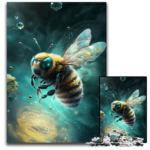 Puzzle 1000 Teile für Erwachsene, Bienenmalerei, schwierige Puzzles für Erwachsene, interaktives Familienspiel, Gehirnherausforderung, Lernspielzeug, 26x38cm/10,23x14,96 Zoll von JIANGENNF