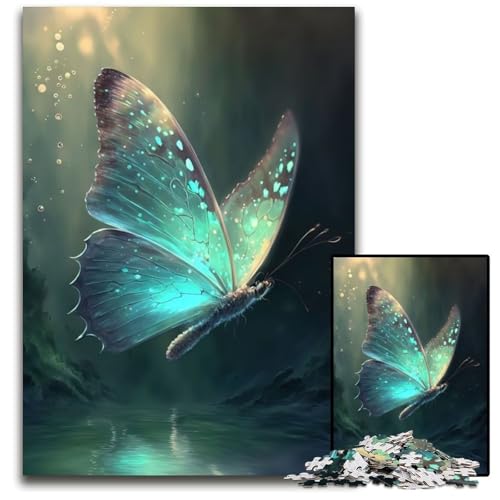 Puzzle 1000 Teile für Erwachsene, Blaue Schmetterlinge, anspruchsvolles Denkspiel, entspannendes Spielzeug für Teenager, 50x75cm/19,68x29,52 Zoll von JIANGENNF