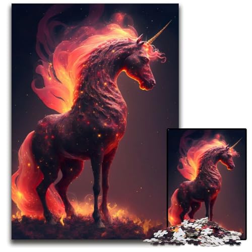 Puzzle 1000 Teile für Erwachsene, Blazing Unicorn Puzzles, anspruchsvolles Denkspiel – entspannendes Spielzeug für Teenager, 26x38cm/10,23x14,96 Zoll von JIANGENNF