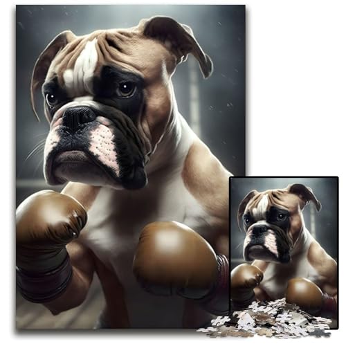 Puzzle 1000 Teile für Erwachsene, Box-Boxer-Puzzle, Lernspielzeug für Jugendliche, Heim- und Bürodekoration, 50x75cm/19,68x29,52 Zoll von JIANGENNF