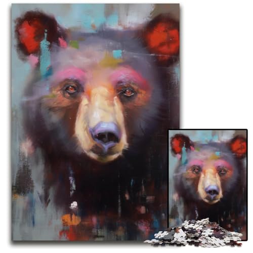 Puzzle 1000 Teile für Erwachsene, Braunbär-Puzzle aus Karton, Lernspiele, Stressabbau, Heimdekorationsspielzeug für 14-Jährige, 26x38cm von JIANGENNF