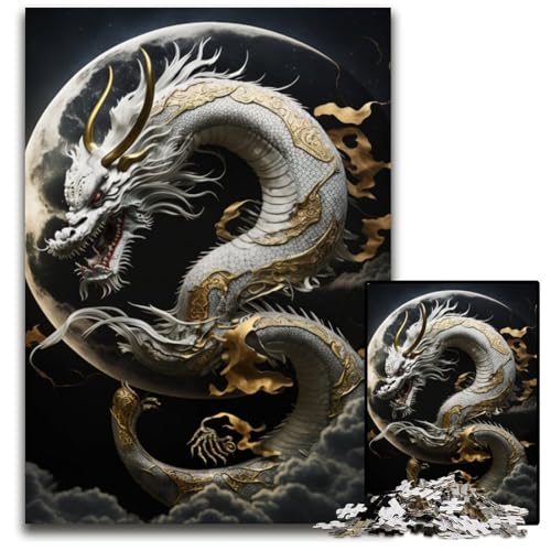 Puzzle 1000 Teile für Erwachsene, Brave Dragon Puzzles für Erwachsene, anspruchsvolles Denkspiel für Teenager, Familienspaß, interaktives Spiel, 50x75cm/19,68x29,52 Zoll von JIANGENNF