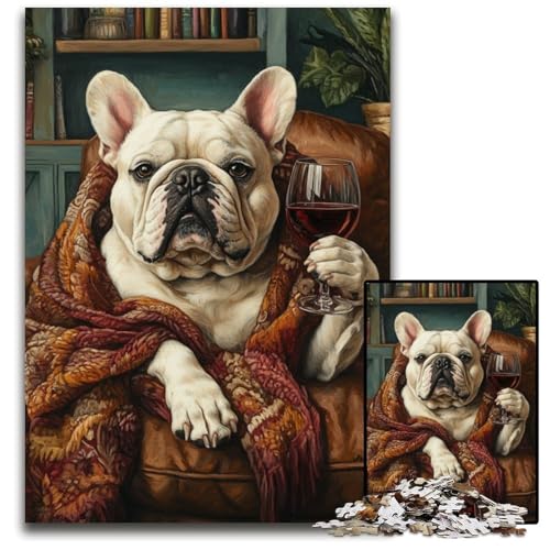 Puzzle 1000 Teile für Erwachsene, Bulldogge auf dem Sofa, Holzpuzzle, Lernspiele, Stressabbau, Heimdekorationsspielzeug für 14-Jährige, 50x75cm Puzzle 1000 Teile für Erwachsene, Bulldogge auf dem Sofa, Holzpuzzle, Lernspiele, Stressabbau, Heimdekorationsspielzeug für 14-Jährige, 50x75cm von JIANGENNF