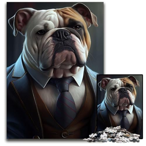 Puzzle 1000 Teile für Erwachsene, Bulldoggenanzug, Tierpuzzle für Erwachsene, Eltern, Partner, Freunde – ab 14 Jahren, 26x38cm/10,23x14,96 Zoll Puzzle 1000 Teile für Erwachsene, Bulldoggenanzug, Tierpuzzle für Erwachsene, Eltern, Partner, Freunde – ab 14 Jahren, 26x38cm/10,23x14,96 Zoll von JIANGENNF