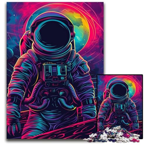 Puzzle 1000 Teile für Erwachsene, Bunte Astronauten-Puzzles für Erwachsene, Denksportaufgabe, Spiel für Erwachsene, interaktive Familienaktivität, 26x38cm/10,23x14,96 Zoll von JIANGENNF