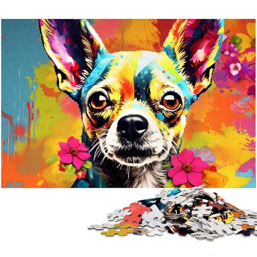 Puzzle 1000 Teile für Erwachsene, Bunte Chihuahua-Puzzles für Erwachsene, Denkspiel für Teenager, 50 x 75 cm / 19,68 x 29,52 Zoll von JIANGENNF