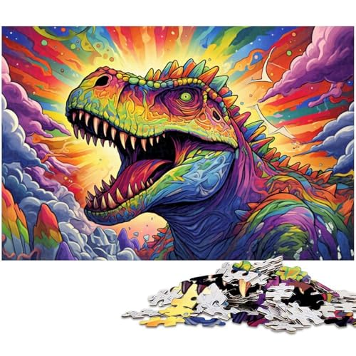 Puzzle 1000 Teile für Erwachsene, Bunte Dinosaurier, Holzpuzzle, Familienaktivität, Heimdekoration zum Selbermachen, 50 x 75 cm / 19,68 x 29,52 Zoll Puzzle 1000 Teile für Erwachsene, Bunte Dinosaurier, Holzpuzzle, Familienaktivität, Heimdekoration zum Selbermachen, 50 x 75 cm / 19,68 x 29,52 Zoll von JIANGENNF