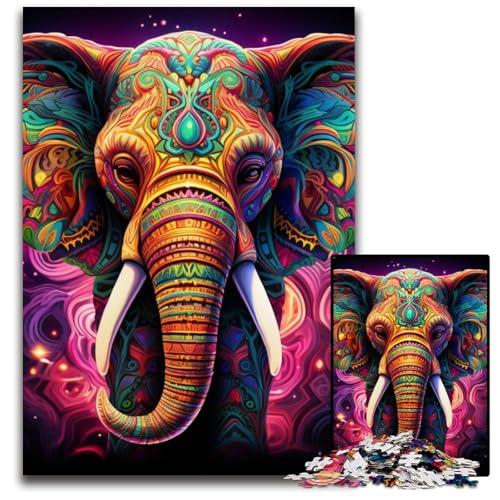 Puzzle 1000 Teile für Erwachsene, Bunte Elefanten-Puzzles für Erwachsene, anspruchsvolles Denkspiel für Teenager, unterhaltsames interaktives Spiel für die ganze Familie, 50x75cm/19,68x29,52 Zoll Puzzle 1000 Teile für Erwachsene, Bunte Elefanten-Puzzles für Erwachsene, anspruchsvolles Denkspiel für Teenager, unterhaltsames interaktives Spiel für die ganze Familie, 50x75cm/19,68x29,52 Zoll von JIANGENNF
