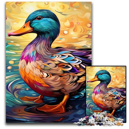 Puzzle 1000 Teile für Erwachsene, Bunte Ente, Papppuzzle, Weihnachten, Halloween, Ostern, Neujahr, 26x38cm/10,23x14,96 Zoll von JIANGENNF