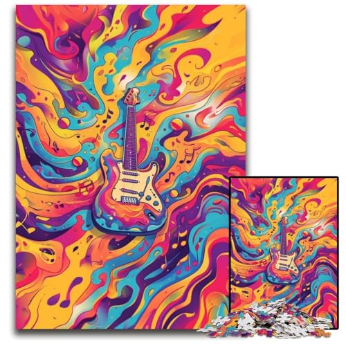 Puzzle 1000 Teile für Erwachsene, Bunte Gitarren, aus Karton, pädagogische Aktivität zur Verbesserung kognitiver Fähigkeiten, 26x38cm/10,23x14,96 Zoll Puzzle 1000 Teile für Erwachsene, Bunte Gitarren, aus Karton, pädagogische Aktivität zur Verbesserung kognitiver Fähigkeiten, 26x38cm/10,23x14,96 Zoll von JIANGENNF
