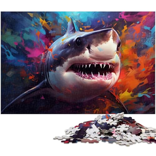Puzzle 1000 Teile für Erwachsene, Bunte Hai-Puzzles für Erwachsene, perfekt für Familienspaß, Partyspiele, Geburtstagsparty-Geschenke, 26 x 38 cm / 10,23 x 14,96 Zoll Puzzle 1000 Teile für Erwachsene, Bunte Hai-Puzzles für Erwachsene, perfekt für Familienspaß, Partyspiele, Geburtstagsparty-Geschenke, 26 x 38 cm / 10,23 x 14,96 Zoll von JIANGENNF