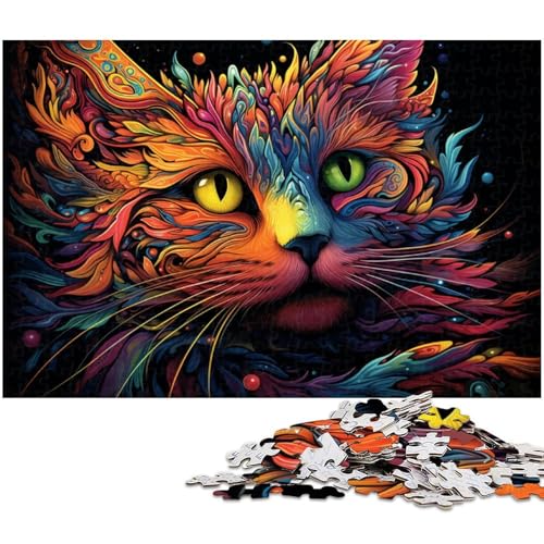 Puzzle 1000 Teile für Erwachsene, Bunte Katze, Holzpuzzle, Teenager, Paare und Freunde zum Geburtstag, Weihnachten, 50 x 75 cm / 19,68 x 29,52 Zoll Puzzle 1000 Teile für Erwachsene, Bunte Katze, Holzpuzzle, Teenager, Paare und Freunde zum Geburtstag, Weihnachten, 50 x 75 cm / 19,68 x 29,52 Zoll von JIANGENNF