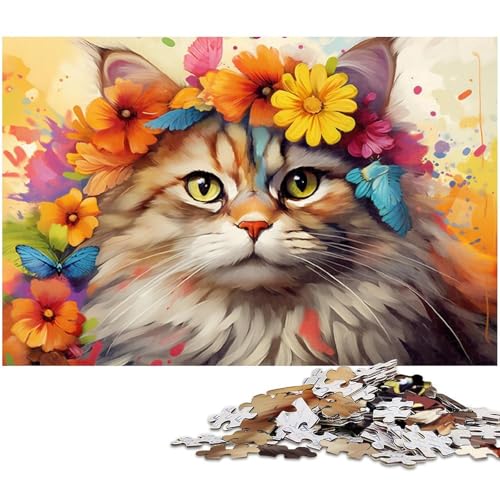 Puzzle 1000 Teile für Erwachsene, Bunte Katze, unmögliches Puzzle für Erwachsene, Geburtstagsgeschenkidee, anspruchsvolles Denkspiel, 26 x 38 cm / 10,23 x 14,96 Zoll Puzzle 1000 Teile für Erwachsene, Bunte Katze, unmögliches Puzzle für Erwachsene, Geburtstagsgeschenkidee, anspruchsvolles Denkspiel, 26 x 38 cm / 10,23 x 14,96 Zoll von JIANGENNF
