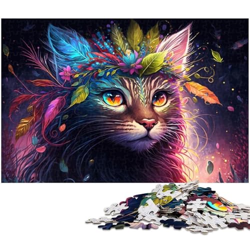 Puzzle 1000 Teile für Erwachsene, Bunte Katze, unmögliches Puzzle für Erwachsene, Geburtstagsgeschenkidee, anspruchsvolles Denkspiel, 26 x 38 cm / 10,23 x 14,96 Zoll Puzzle 1000 Teile für Erwachsene, Bunte Katze, unmögliches Puzzle für Erwachsene, Geburtstagsgeschenkidee, anspruchsvolles Denkspiel, 26 x 38 cm / 10,23 x 14,96 Zoll von JIANGENNF