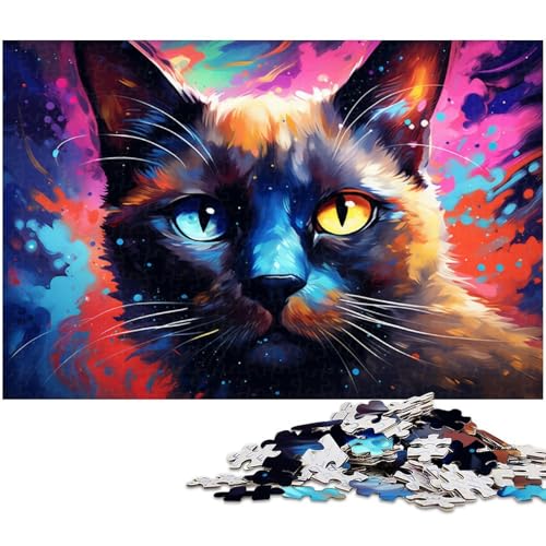 Puzzle 1000 Teile für Erwachsene, Bunte Katzen, Holzpuzzle, Muttertag, Geburtstage, Weihnachten, 50 x 75 cm / 19,68 x 29,52 Zoll Puzzle 1000 Teile für Erwachsene, Bunte Katzen, Holzpuzzle, Muttertag, Geburtstage, Weihnachten, 50 x 75 cm / 19,68 x 29,52 Zoll von JIANGENNF