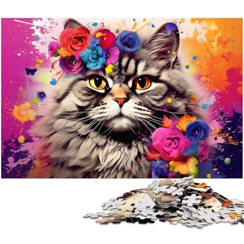 Puzzle 1000 Teile für Erwachsene, Bunte Katzen-Puzzles für Erwachsene, Denkspiel für Teenager, 50 x 75 cm / 19,68 x 29,52 Zoll Puzzle 1000 Teile für Erwachsene, Bunte Katzen-Puzzles für Erwachsene, Denkspiel für Teenager, 50 x 75 cm / 19,68 x 29,52 Zoll von JIANGENNF