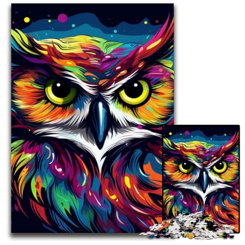 Puzzle 1000 Teile für Erwachsene, Bunte Kunst-Eule, Holzpuzzle, anspruchsvolles DIY-Denkspiel für Teenager, 50x75cm/19,68x29,52 Zoll Puzzle 1000 Teile für Erwachsene, Bunte Kunst-Eule, Holzpuzzle, anspruchsvolles DIY-Denkspiel für Teenager, 50x75cm/19,68x29,52 Zoll von JIANGENNF