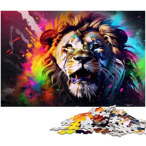 Puzzle 1000 Teile für Erwachsene, Bunte Löwen-Puzzles für Erwachsene, Denkspiel für Teenager, 26 x 38 cm / 10,23 x 14,96 Zoll von JIANGENNF