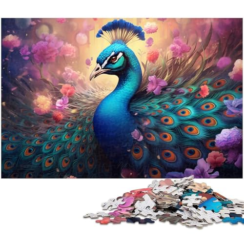 Puzzle 1000 Teile für Erwachsene, Bunte Pfauenpuzzles für Erwachsene, kompliziertes Design für Teenager, DIY-Dekor und gehirnfördernder Spaß, 26 x 38 cm / 10,23 x 14,96 Zoll von JIANGENNF