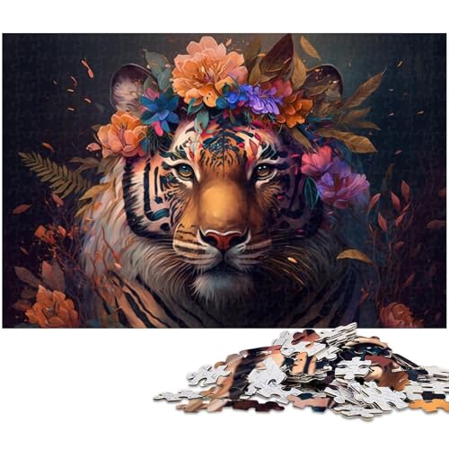 Puzzle 1000 Teile für Erwachsene, Bunte Tiger-Puzzles für Erwachsene, kompliziertes Design für Teenager, DIY-Dekor und gehirnfördernder Spaß, 50 x 75 cm / 19,68 x 29,52 Zoll von JIANGENNF