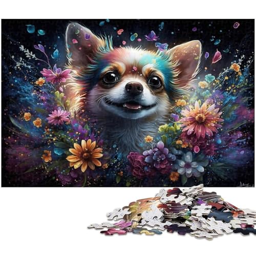 Puzzle 1000 Teile für Erwachsene, Bunter Chihuahua, Unmögliches Puzzle für Erwachsene, Geburtstagsgeschenkidee, Herausforderndes Denkspiel, 26 x 38 cm / 10,23 x 14,96 Zoll Puzzle 1000 Teile für Erwachsene, Bunter Chihuahua, Unmögliches Puzzle für Erwachsene, Geburtstagsgeschenkidee, Herausforderndes Denkspiel, 26 x 38 cm / 10,23 x 14,96 Zoll von JIANGENNF