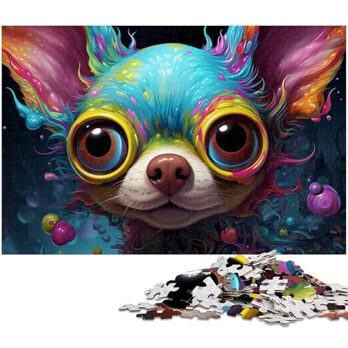 Puzzle 1000 Teile für Erwachsene, Bunter Chihuahua, Unmögliches Puzzle für Erwachsene, Geburtstagsgeschenkidee, Herausforderndes Denkspiel, 50 x 75 cm / 19,68 x 29,52 Zoll Puzzle 1000 Teile für Erwachsene, Bunter Chihuahua, Unmögliches Puzzle für Erwachsene, Geburtstagsgeschenkidee, Herausforderndes Denkspiel, 50 x 75 cm / 19,68 x 29,52 Zoll von JIANGENNF