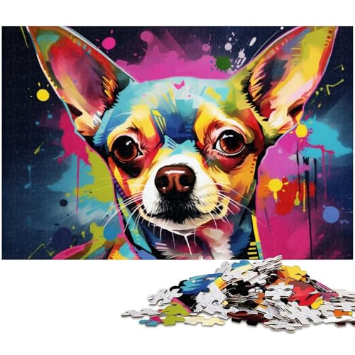 Puzzle 1000 Teile für Erwachsene, Bunter Chihuahua, Unmögliches Puzzle für Erwachsene, Geburtstagsgeschenkidee, Herausforderndes Denkspiel, 50 x 75 cm / 19,68 x 29,52 Zoll Puzzle 1000 Teile für Erwachsene, Bunter Chihuahua, Unmögliches Puzzle für Erwachsene, Geburtstagsgeschenkidee, Herausforderndes Denkspiel, 50 x 75 cm / 19,68 x 29,52 Zoll von JIANGENNF