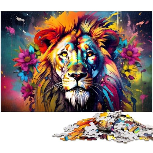 Puzzle 1000 Teile für Erwachsene, Bunter Löwe, Unmögliches Puzzle für Erwachsene, Geburtstagsgeschenkidee, Herausforderndes Denkspiel, 50 x 75 cm / 19,68 x 29,52 Zoll Puzzle 1000 Teile für Erwachsene, Bunter Löwe, Unmögliches Puzzle für Erwachsene, Geburtstagsgeschenkidee, Herausforderndes Denkspiel, 50 x 75 cm / 19,68 x 29,52 Zoll von JIANGENNF