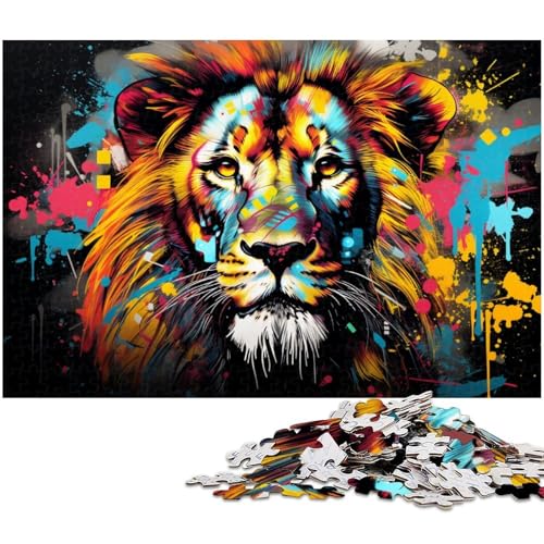 Puzzle 1000 Teile für Erwachsene, Bunter Löwe, Unmögliches Puzzle für Erwachsene, Geburtstagsgeschenkidee, Herausforderndes Denkspiel, 50 x 75 cm / 19,68 x 29,52 Zoll Puzzle 1000 Teile für Erwachsene, Bunter Löwe, Unmögliches Puzzle für Erwachsene, Geburtstagsgeschenkidee, Herausforderndes Denkspiel, 50 x 75 cm / 19,68 x 29,52 Zoll von JIANGENNF