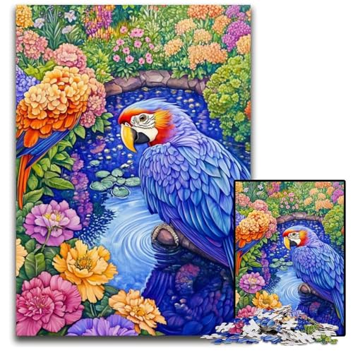 Puzzle 1000 Teile für Erwachsene, Bunter Papagei, Papppuzzle für 14+, Schwierig zu vervollständigen, Aber lustiges und humorvolles Geburtstagsgeschenk, 26x38cm von JIANGENNF