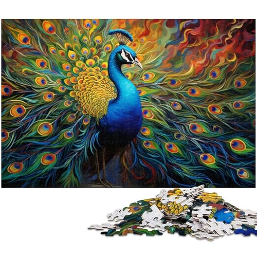 Puzzle 1000 Teile für Erwachsene, Bunter Pfau, Unmögliches Puzzle für Erwachsene, Geburtstagsgeschenkidee, Herausforderndes Denkspiel, 26 x 38 cm / 10,23 x 14,96 Zoll Puzzle 1000 Teile für Erwachsene, Bunter Pfau, Unmögliches Puzzle für Erwachsene, Geburtstagsgeschenkidee, Herausforderndes Denkspiel, 26 x 38 cm / 10,23 x 14,96 Zoll von JIANGENNF