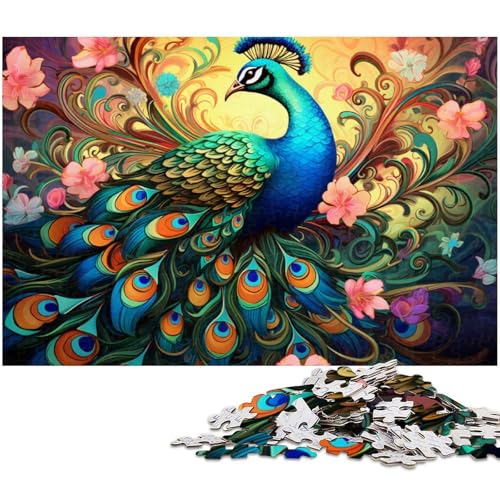 Puzzle 1000 Teile für Erwachsene, Bunter Pfau, Unmögliches Puzzle für Erwachsene, Geburtstagsgeschenkidee, Herausforderndes Denkspiel, 50 x 75 cm / 19,68 x 29,52 Zoll Puzzle 1000 Teile für Erwachsene, Bunter Pfau, Unmögliches Puzzle für Erwachsene, Geburtstagsgeschenkidee, Herausforderndes Denkspiel, 50 x 75 cm / 19,68 x 29,52 Zoll von JIANGENNF