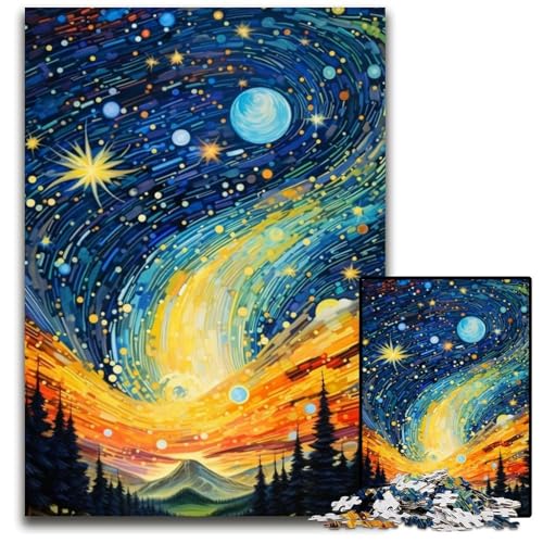 Puzzle 1000 Teile für Erwachsene, Bunter Psychedelischer Himmel, Papppuzzle für Erwachsene, interaktives Familienspiel, Denksportaufgabe, Lernspielzeug, 26x38cm/10,23x14,96 Zoll von JIANGENNF