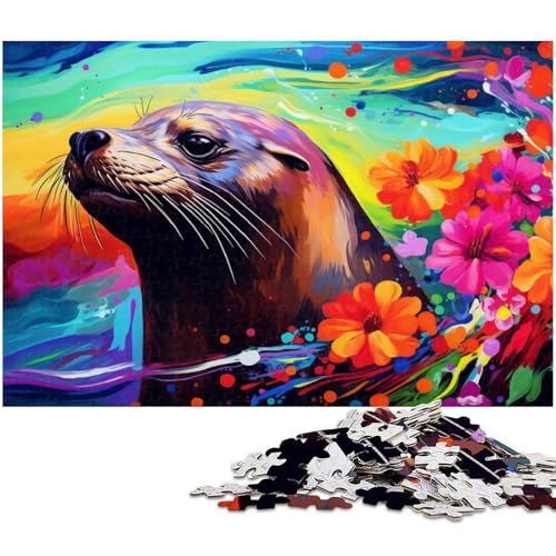 Puzzle 1000 Teile für Erwachsene, Bunter Seelöwe, Unmögliches Puzzle für Erwachsene, Geburtstagsgeschenkidee, Herausforderndes Denkspiel, 26 x 38 cm / 10,23 x 14,96 Zoll Puzzle 1000 Teile für Erwachsene, Bunter Seelöwe, Unmögliches Puzzle für Erwachsene, Geburtstagsgeschenkidee, Herausforderndes Denkspiel, 26 x 38 cm / 10,23 x 14,96 Zoll von JIANGENNF